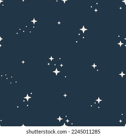 Seamless pattern with stars. Space cosmos night sky textured vector background. Vector illustration, design for kids nursery, paper goods, background, wallpaper, fabric and more