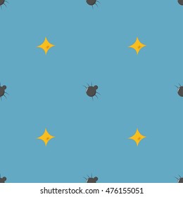 A seamless pattern of stars and spiders