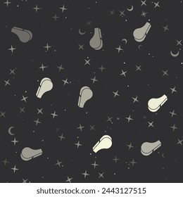 Seamless pattern with stars, sports whistle symbols on black background. Night sky. Vector illustration on black background