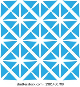 Seamless pattern of stars and squares. Vector drawing. Replaceable colors. White lines on blue background. Texture.