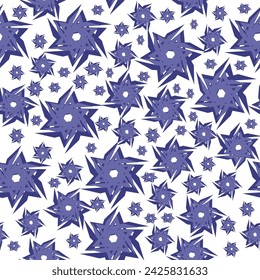 patrón sin fisuras con estrellas, patrón sin fisuras con flores de estrellas, patrón sin fisuras con estilo de repetición azul púrpura, diseño de imagen completa para impresión de tela