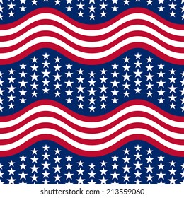 Seamless pattern with stars and stripes in traditional american colors. Vector illustration