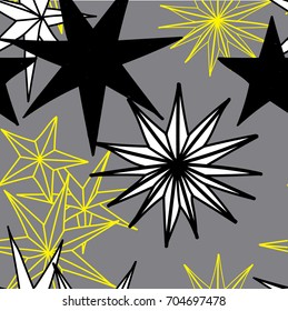 Seamless pattern with stars. Stylish design. Drawing by hand. Scandinavian style.