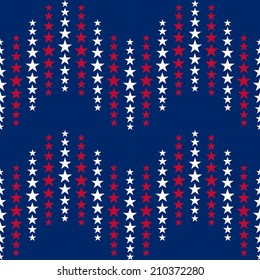 Seamless pattern with stars in traditional american colors. Vector illustration