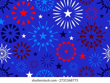 Seamless pattern with stars. USA American Stars Background Pattern. Star shape US holiday American US patriotic background pattern. Seamless Stars Patriotic Red and Blue Abstract Background USA American Pattern
