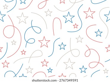 Seamless pattern with stars. USA American Stars Background Pattern. Star shape US holiday American US patriotic background pattern. Seamless Stars Patriotic Red and Blue Abstract Background USA American Pattern
