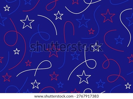 Seamless pattern with stars. USA American Stars Background Pattern. Star shape US holiday American US patriotic background pattern. Seamless Stars Patriotic Red and Blue Abstract Background USA American Pattern