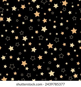 Seamless pattern with stars. Vector background. Night sky. Falling stars.