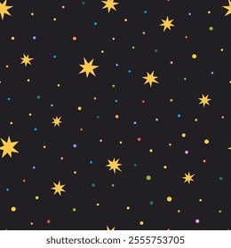 Seamless pattern with stars. Vector cartoon illustration