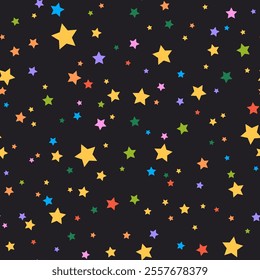 Seamless pattern with stars. Vector cartoon illustration