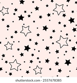 Seamless pattern with stars. Vector cartoon illustration