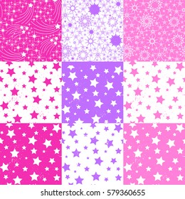 Seamless pattern with stars. Vector cartoon kids background.
