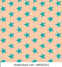 Seamless pattern with stars. vector drawing by hand. Cute, simple drawing 