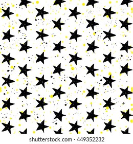 Seamless pattern with stars. vector drawing by hand. Cute, simple drawing 
