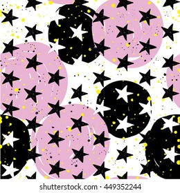 Seamless pattern with stars. vector drawing by hand. Cute, simple drawing 
