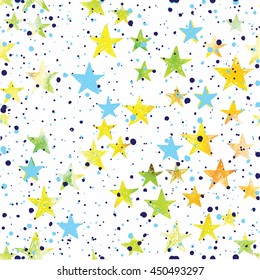 Seamless pattern with stars. vector drawing by hand. Cute, simple drawing 