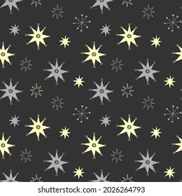 Seamless pattern with stars. Vector hand-drawn сhristmas star. New year modern flat minimalistic design. Holiday seamless patterns with stars 
 for gifts.