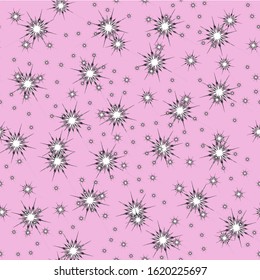 Seamless pattern with stars. Vector illustration. Ornament for gift wrapping paper, fabric, clothes, textile, surface textures, scrapbook.