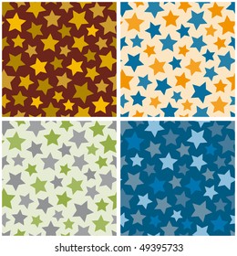 Seamless pattern with stars. Vector set.