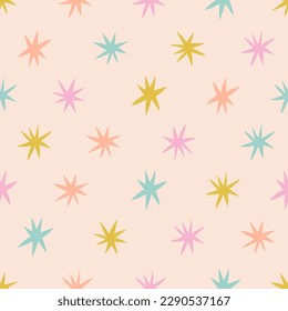 Seamless pattern with Stars. Vector texture with different Stars. Abstract celestial background