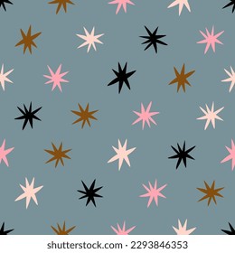 Seamless pattern with Stars. Vector texture with different Stars. Abstract celestial background