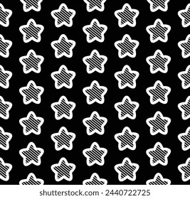 Seamless Pattern Stars White On Black Background