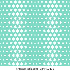 Seamless pattern with stars. White stars on a blue background. Pattern with hexagons and star shapes in blue and white.