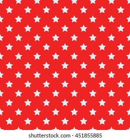 seamless pattern of stars. White stars on a red background. Vector. textile, background, packaging, printing, website