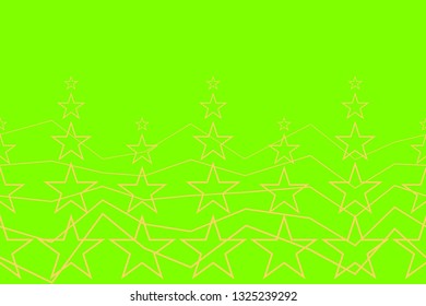 Seamless pattern. Stars and zigzag lines. UFO green background