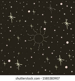 Seamless Pattern with Stars.Cute Cosmic Background.
