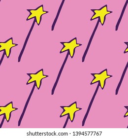 seamless pattern with a star-shaped magic wand