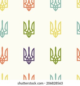 Seamless pattern, State Emblem of Ukraine, vector illustration