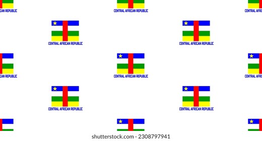 Seamless pattern of the state flag of the CENTRAL AFRICAN REPUBLIC. With the caption of the country name  " CENTRAL AFRICAN REPUBLIC ".