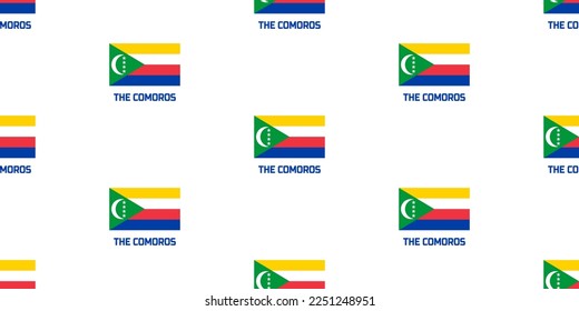 The seamless pattern of the  state flag of THE COMOROS.  With the caption of  the name of the country  " THE COMOROS".