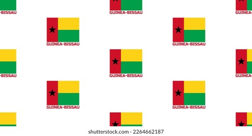 Seamless pattern of the state flag GUINEA BISSAU. With the caption of the name of the country  
