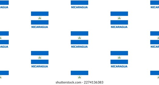 Seamless pattern of the state flag of NICARAGUA. With the caption of the name of the country " NICARAGUA".