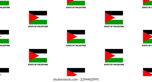 Seamless pattern of the state flag STATE OF PALESTINE. With the caption of the country name " STATE OF PALESTINE".