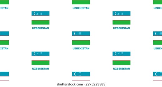 Seamless pattern of the state flag of UZBEKISTAN.  With the caption of the name of the country " UZBEKISTAN ".