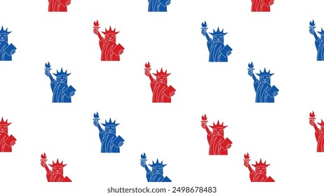 seamless pattern with the statue of liberty color vector