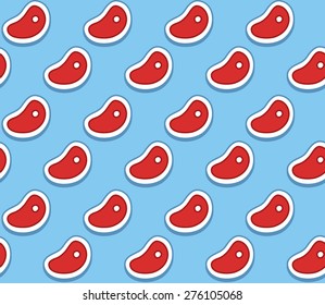 Seamless pattern of steaks.