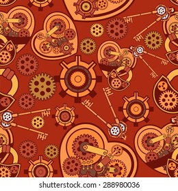 seamless pattern Steam punk mechanism with metal parts in the spare parts