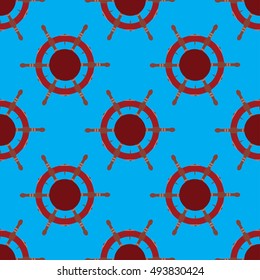 Seamless pattern with a steering wheel, Columbus Day design.