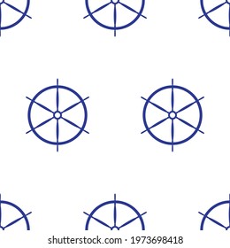 Seamless pattern with steering wheel. Marine pattern for fabric, clothes, background, textile, wrapping paper and other decoration.Vector illustration
