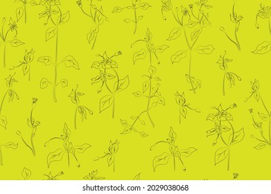 Seamless Pattern with Stellaria media Flower Parts