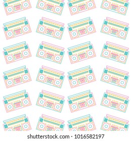 seamless pattern stereo recorder player audio music
