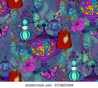 Seamless pattern- stereotypical symbols of Turkey. Vector illustration.