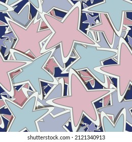seamless pattern with sticker stars. Decorative wallpaper, good for printing. cosmic background. Design backdrop vector