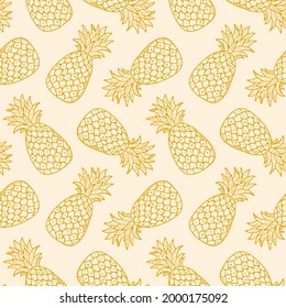 Nahtloses Muster mit stilistischen tropischen Ananas. Vektorhandgezeichnete doodle-Illustration im Retro-Stil