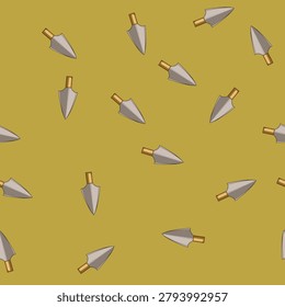seamless pattern stone arrowhead cartoon. tool hunting, weapon indigenous, archaeology excavation stone arrowhead sign vector
