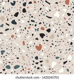 seamless pattern, stone chips in concrete. Terrazzo texture, floor, tile